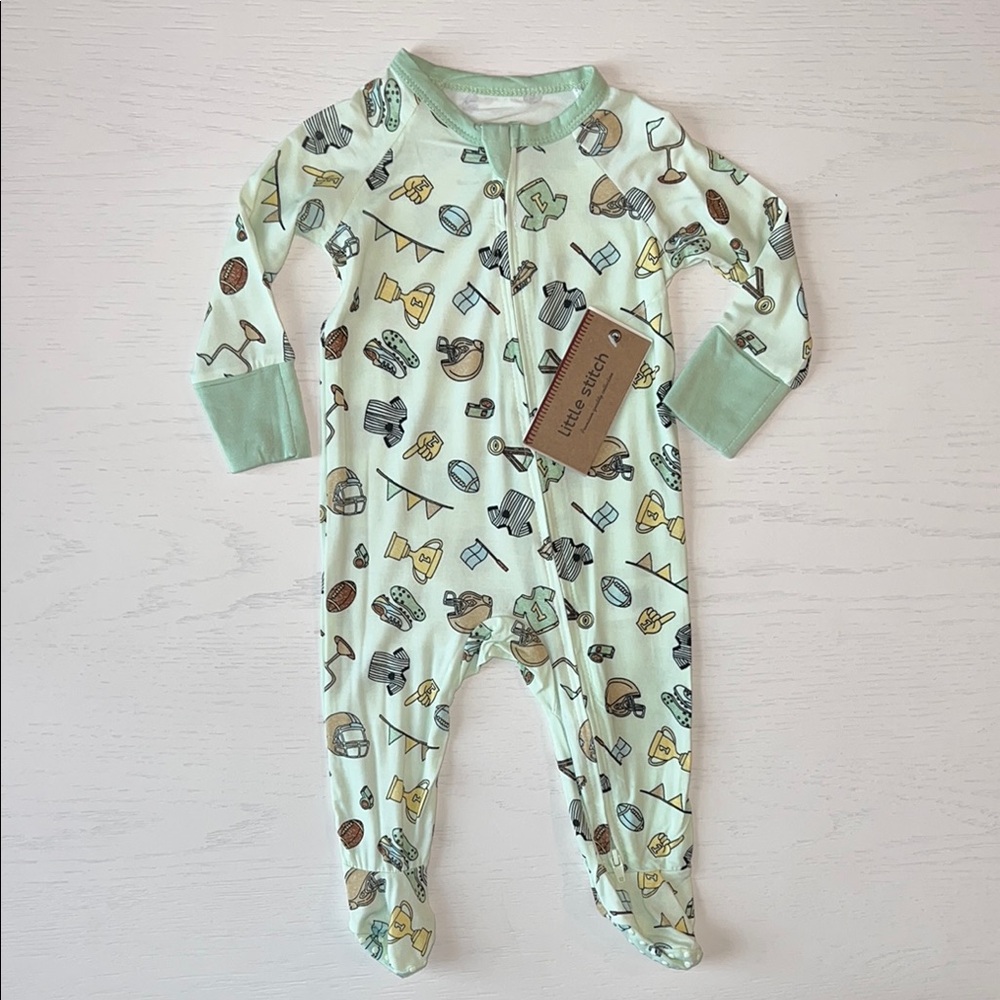Little Stitch Bamboo Footie Football Sports 6 9 months